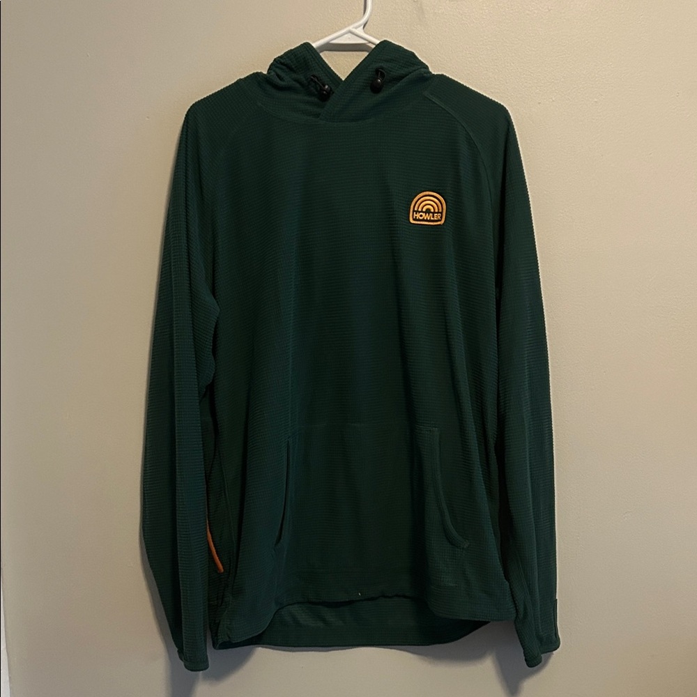 Howler Brothers Kelly Green Microgrid Hoodie with Amber Logo